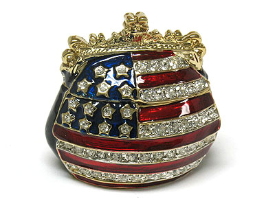 Crystal american flag purse jewelry box