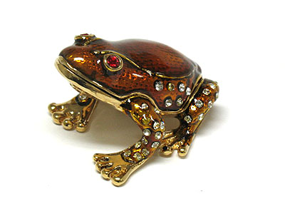 Crystal stud frog jewelry box