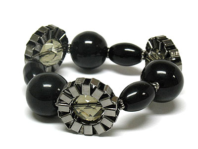 Hematite and jet beads stretch bracelet