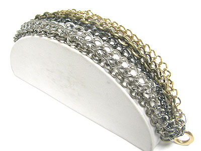 Tri tone multi metal chain link bracelet