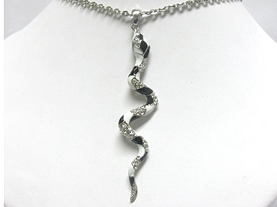 Crystal and epoxy snake pendant necklace