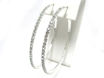 Rhinestone hoop earring - 60 mm - hoops