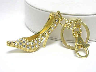 Crystal stud high heel shoe key chain charm