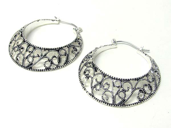 Metal filigree hoop earrings - hoops