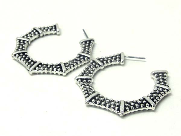 Metal filigree bamboo shape hoop earrings - hoops