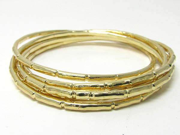 Multi row metal bamboo bangle set