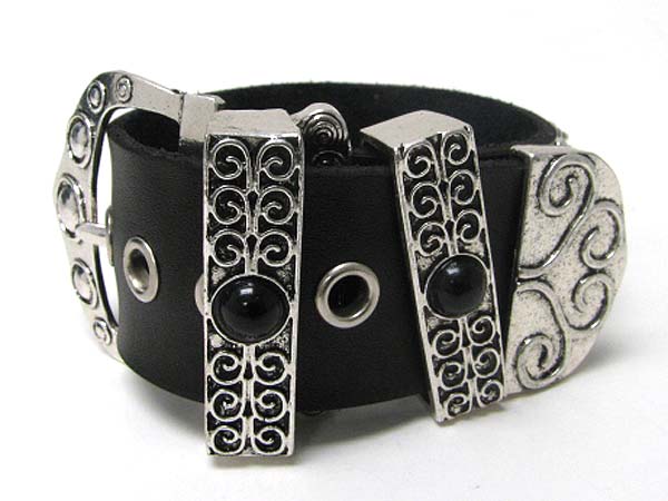 Belt shape leather wrist band