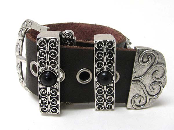 Belt shape leather wrist band