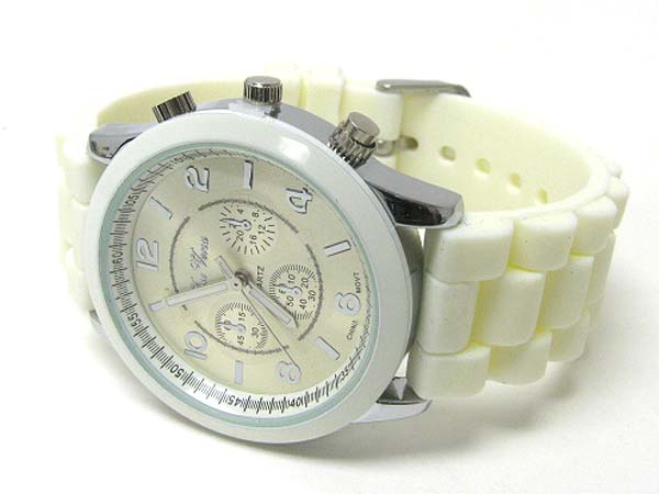 Acryl round face rubber band boy friend watch