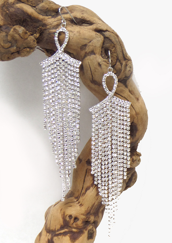 Multi rhinestone chain drop earring