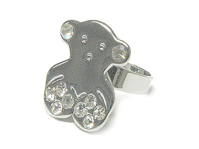 Crystal bear ring - adjustable