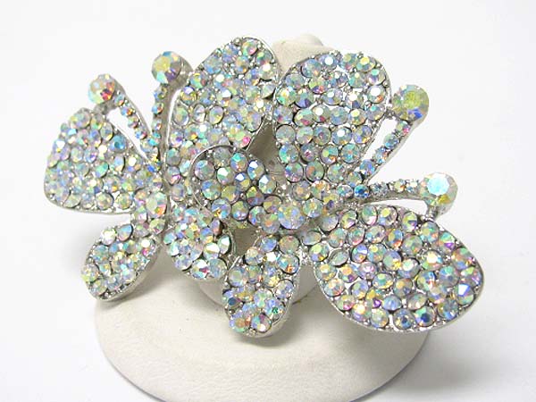 Crystal stud dual butterfly stretch ring 