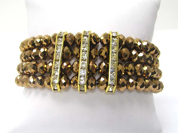 Crystal bar deco facet glass beads stretch bracelet