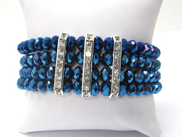 Crystal bar deco facet glass beads stretch bracelet