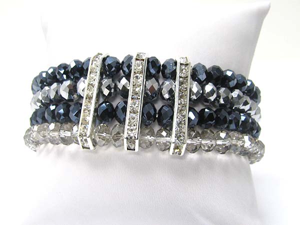 Crystal bar deco facet glass beads stretch bracelet