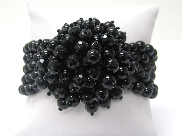 Acryl beads round cluster top stretch bracelet