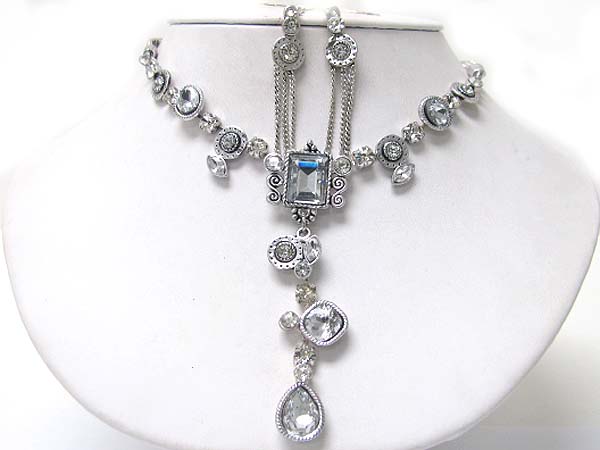 Crystal bubble drop neckalce earring set