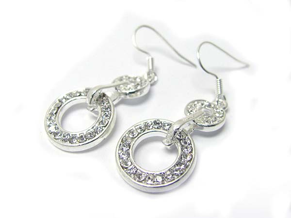 Crystal stud double hoop link  earring - hoops