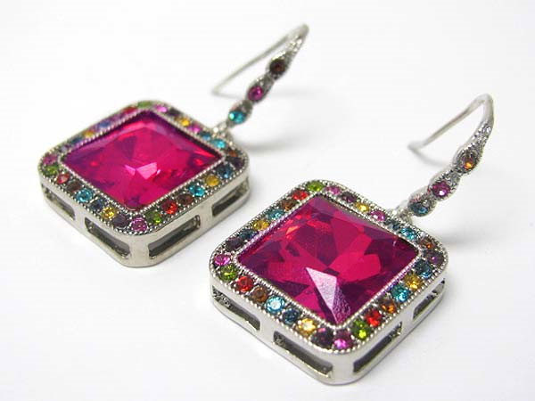 Austrian crystal square drop earring