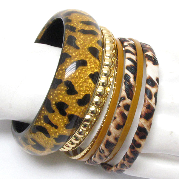 Multi animal print bracelet set of 7