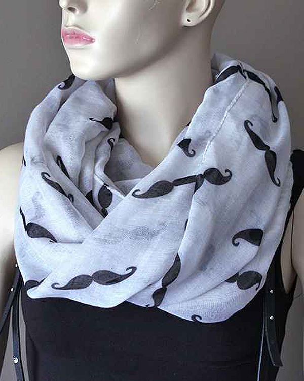 100% polyester mustache infinite scarf