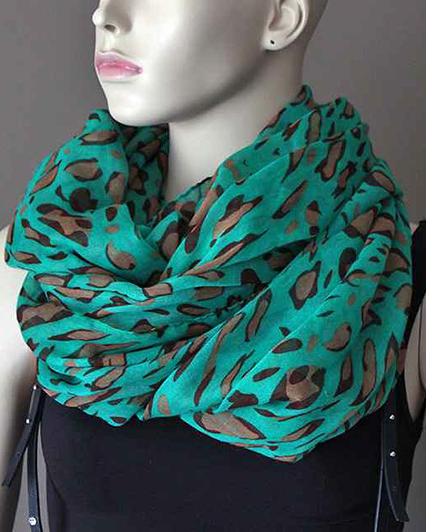 100% polyester animal print infinite scarf