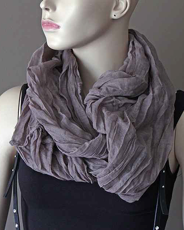 100% polyester pleated infinite scarf