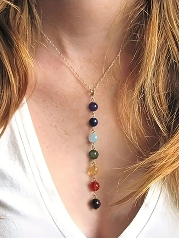 Yoga theme balance maxi chakra choker necklace