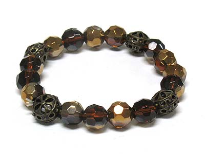 Casting and facet beads stretch bracelet 