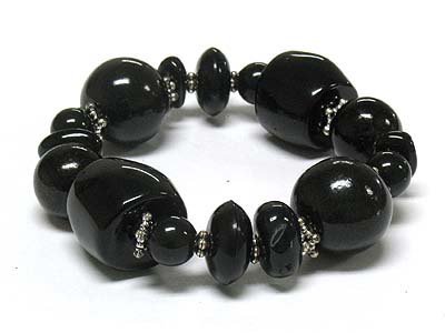 Ceramic bead and ball stretch bracelet