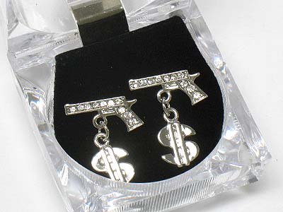 Crystal hip hop earring set with case - ice cube