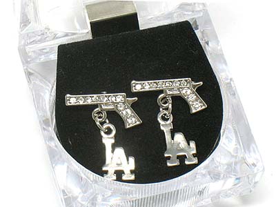 Crystal hip hop earring set with case - ice cube