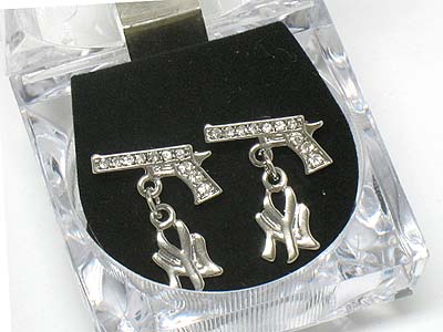 Crystal hip hop earring set with case - ice cube