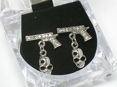 Crystal hip hop earring set with case - ice cube