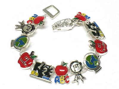 Epoxy school theme magnetic bracelet