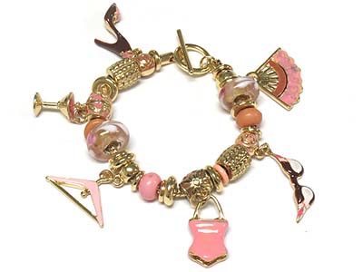 Designer inspired epoxy girls outfit theme toggle bracelet