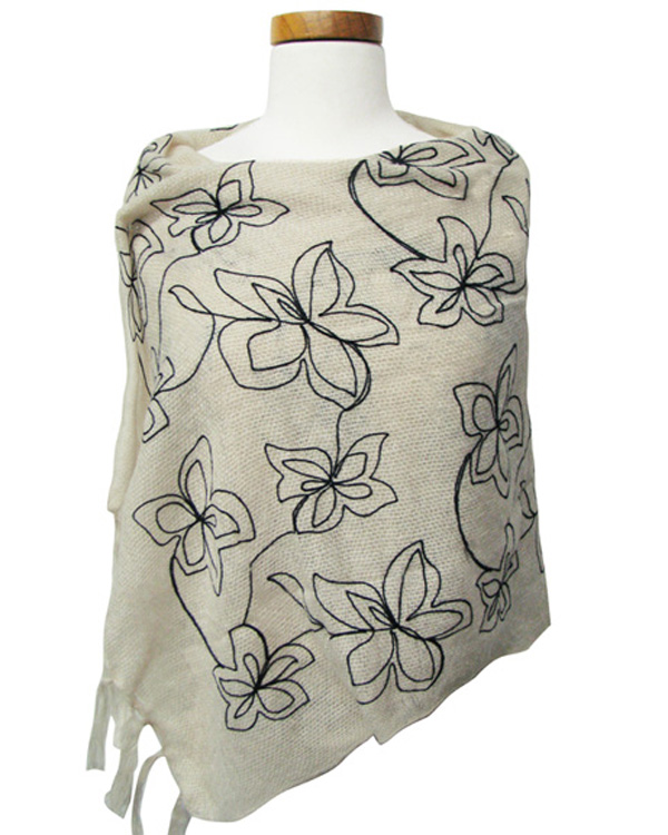 Embroided flower shawl coccon and stoles