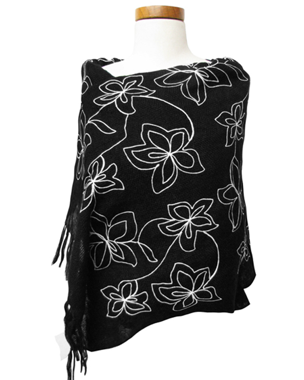 Embroided flower shawl coccon and stoles