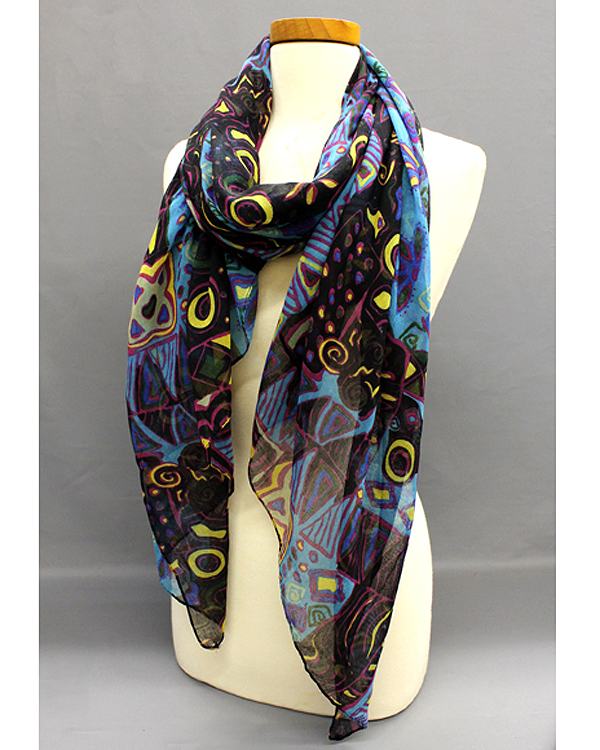 Extra wide geometric playground print scarf