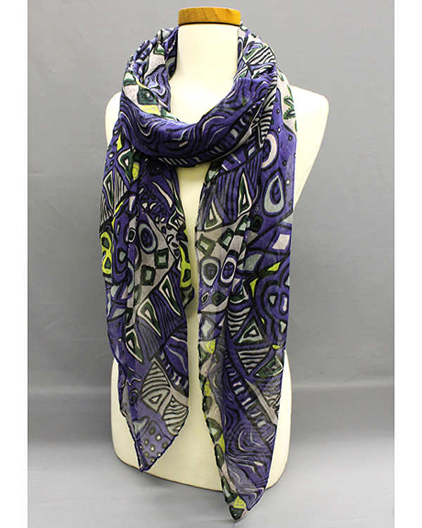 Extra wide geometric playground print scarf