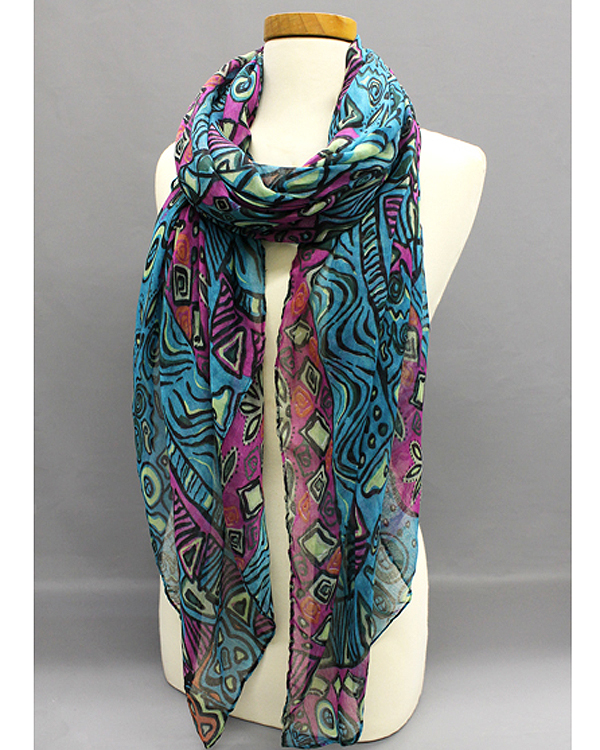 Extra wide geometric playground print scarf