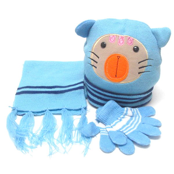 Kids animal winter full set - beanie muffler gloves set 