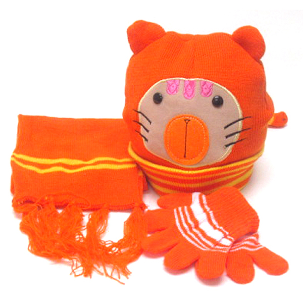 Kids animal winter full set - beanie muffler gloves set