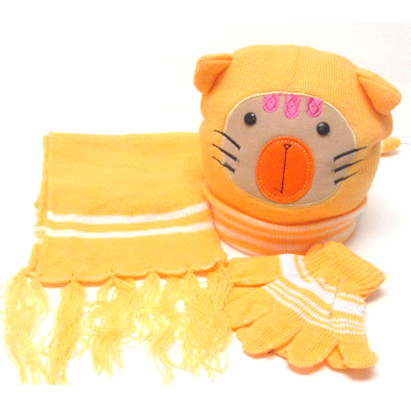 Kids animal winter full set - beanie muffler gloves set 