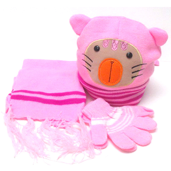 Kids animal winter full set - beanie muffler gloves set 