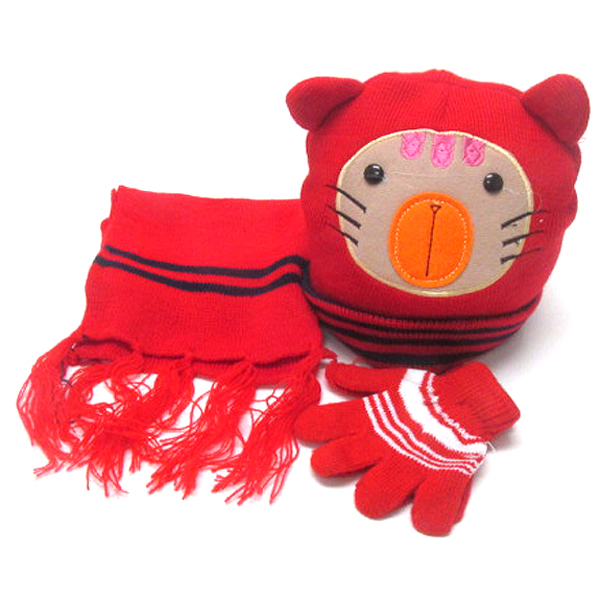 Kids animal winter full set - beanie muffler gloves set 