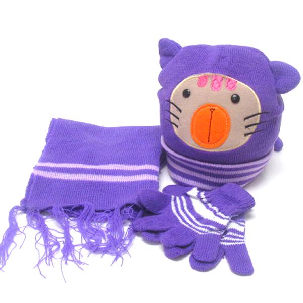 Kids animal winter full set - beanie muffler gloves set 