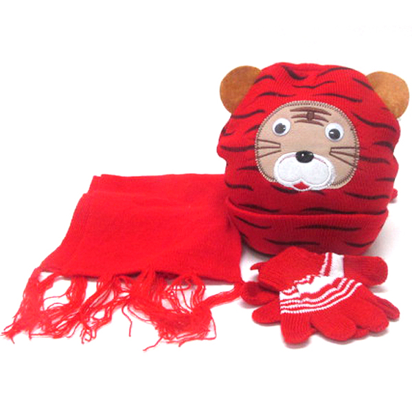 Kids animal winter full set - beanie muffler gloves set