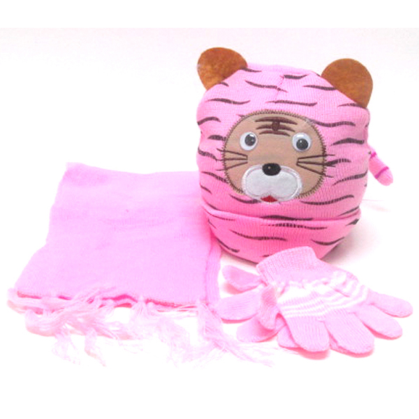 Kids animal winter full set - beanie muffler gloves set