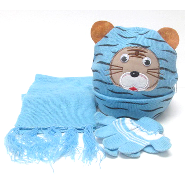 Kids animal winter full set - beanie muffler gloves set